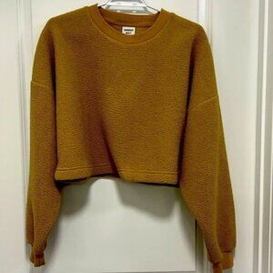 Aritizia Sunday Best CognacCamel Cropped Teddy Soft Long Sleeve Sweater - Med